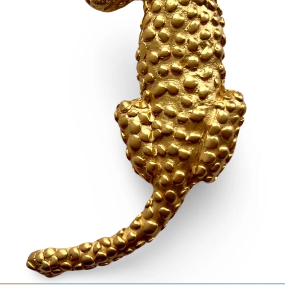 Vtg 90s Matte Gold Plated Leopard Cheetah Panther Brooch - Picture 3 of 7